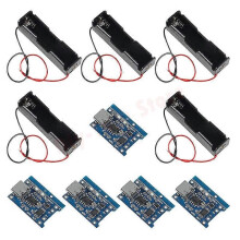 5st TP4056 Typ C USB Litiumbatteri Laddningskort Modul Skydd BMS 5V 1A med 5st 3,7V 18650