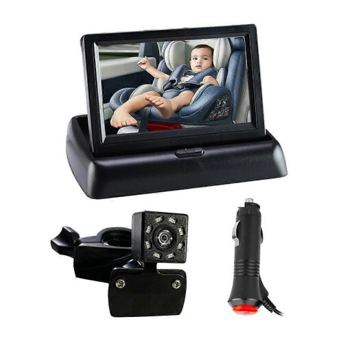 Monitor di sicurezza per auto, per neonati e bambini, con telecamera posteriore a 8 LED per la visione