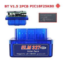 (BT V1.5 2PCB Blue) Real ELM327 V1.5 Bluetooth-kompatibel PIC18F25K80 Chip Dubbel PCB Bilskanner OBD2