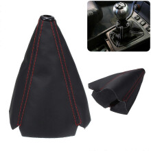 (Rouge) 16 mm universel PU cuir voiture levier de vitesse colliers fibre de carbone automatique voiture