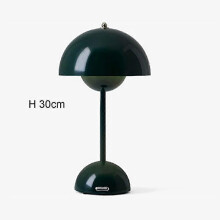 (Verde oscuro) Lámparas de mesa LED recargables con forma de capullo de flor de hongo, lámpara de noche