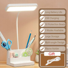 (Beige 3 modalità disponibili) Lampada da tavolo a LED per bambini con contenitore per penne, protezione
