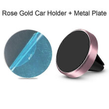 Support magnétique rond pour téléphone portable de voiture (or rose) - Support magnétique universel