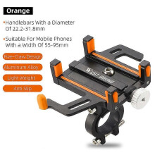 (Orange) WEST BIKING Support de téléphone portable pour moto et vélo électrique, rotation à 360, en