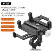 (Noir) WEST BIKING Support de téléphone portable pour moto et vélo électrique, pivotant à 360, en alliage