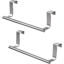 Porte-serviettes de salle de bain, porte-serviettes de cuisine, pour porte, sans perçage, argent - 2