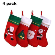 Julstrumpor - Set om 4 - Santa Claus Snowman Ren - Fibertyg