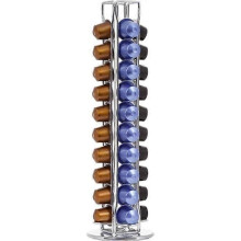 Porte-capsules Nespresso - Rotatif - Acier inoxydable - Bleu - 40 capsules
