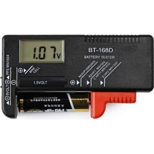 Testeur de piles - BT-168D - Écran LCD numérique - Compatible AA AAA CD 9 V - Facile à utiliser
