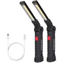 Lampe torche d'atelier COB rechargeable avec base magnétique, 5 modes, lumière blanche et rouge