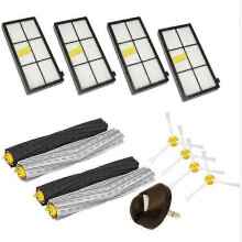 Kit pour iRobot Roomba 800 870 880 980 Volant + Brosse d'extraction + 4 Filtres HEPA + Brosse latérale