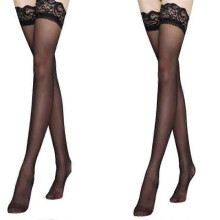 Lot de 2 paires de bas sexy en dentelle transparente noire