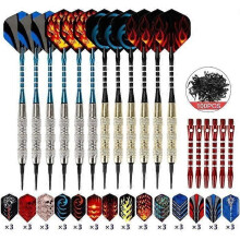 Plastic Tip Darts [18g], 12 Darts Set voor Elektronische Dartbordspellen (42 Flights + 100 Punten +