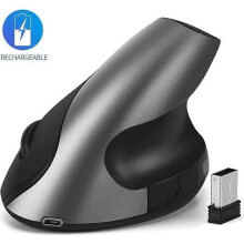 Souris verticale sans fil rechargeable 24 G, 3 DPI, 80012001600, réglable, 6 boutons, grise