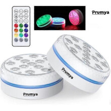 Lumières LED submersibles PRUMYA - Aquarium piscine RVB - Télécommande 16 couleurs - 7 cm