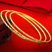Lot de 3 bracelets pour femme en or jaune 18 carats, taille 60 mm x 2 mm