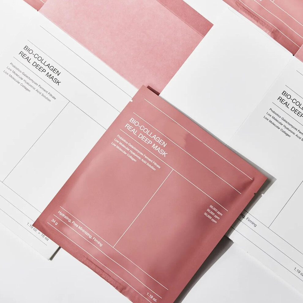 Bio-Collagen Real Deep Facial Overnight Mask 34g x5, Hydrating Firming Pore Minimizing Skincare Treatment