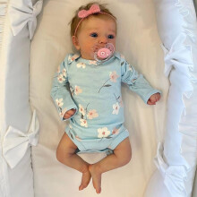 17" Realistic Reborn Doll Girl with Blue Eyes, Lifelike Baby Doll for Ages 3+, Soft Vinyl Material, Realistic Features