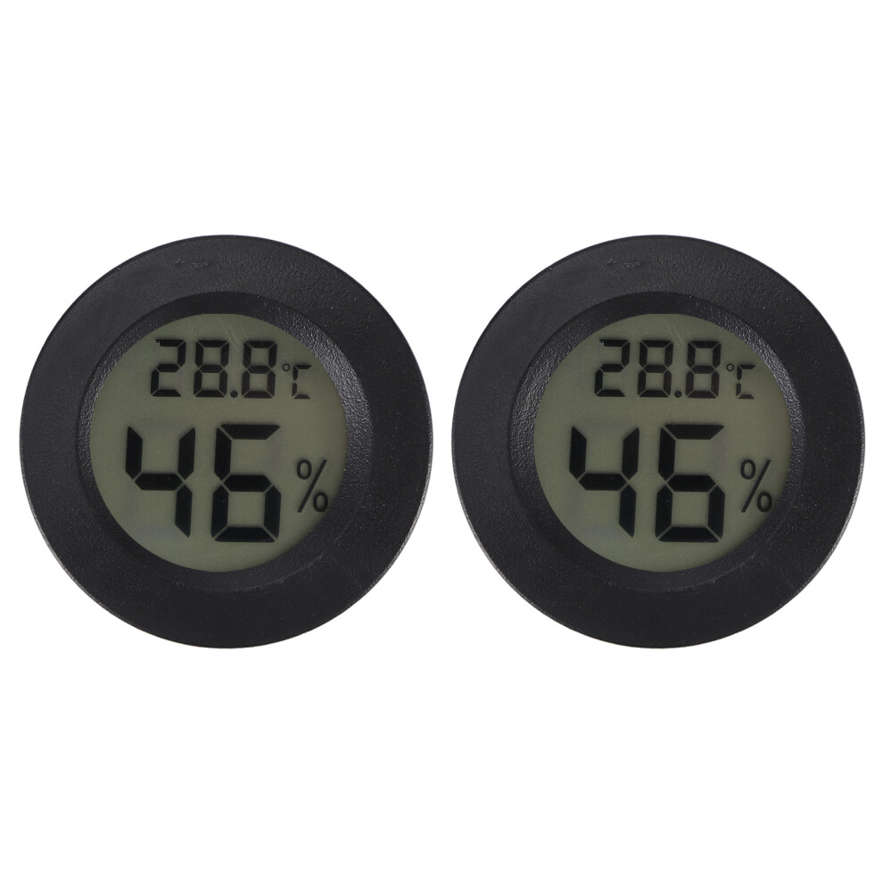 2PCS Mini Digital LCD Thermometer Hygrometer Round