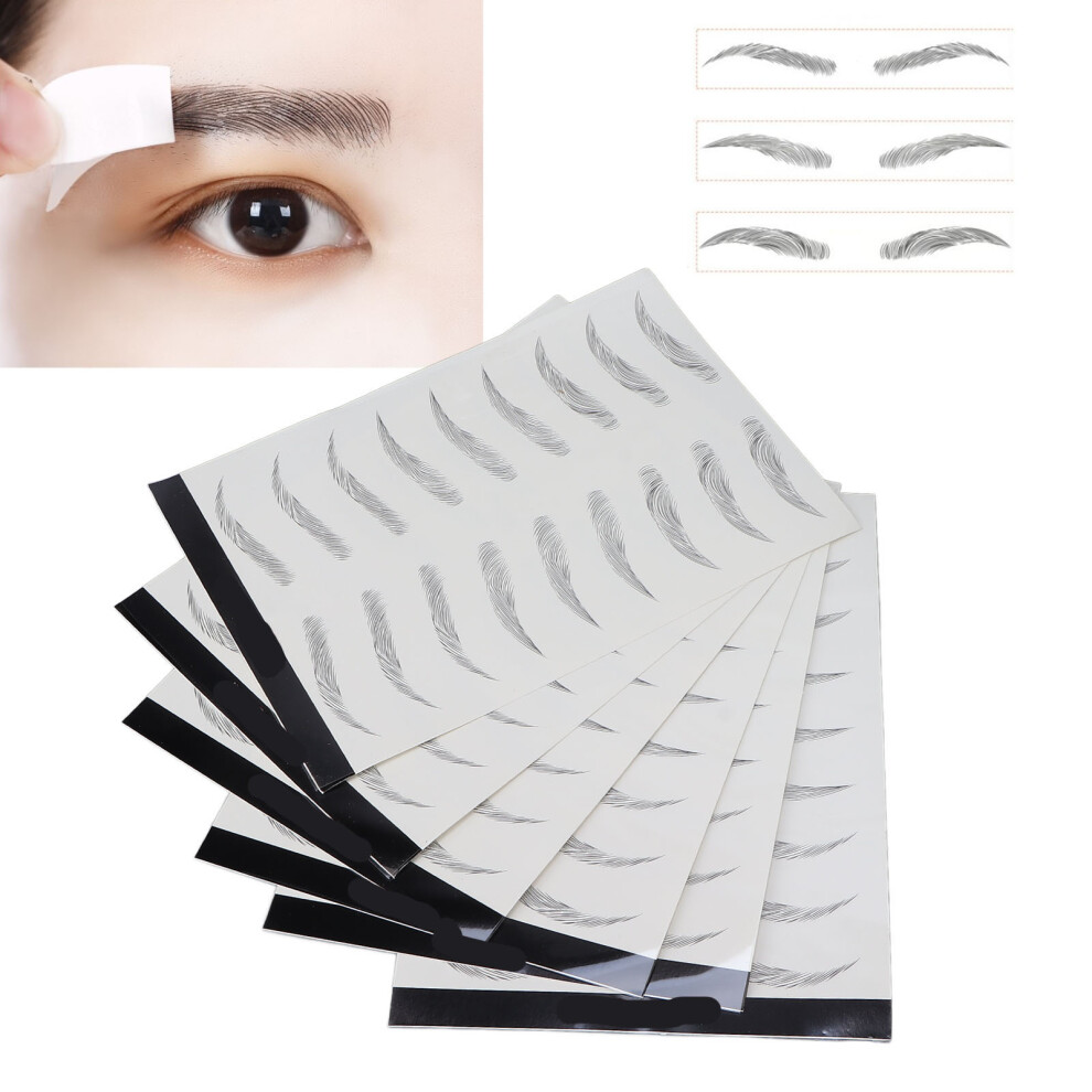 6 Sheets 6D Waterproof Eyebrow Tattoo Stickers for Grooming & Shaping