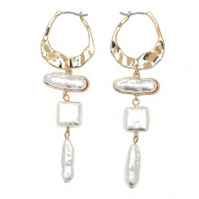 1 Pair Long Golden Irregular Geometric Faux Pearls Drop Earrings Women Large Statement Dangle Earrings Birthday Gift