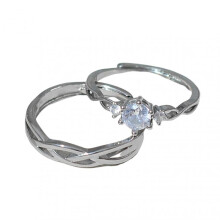 1 Pair Couple Ring Opening Hollow Twisted Valentine's Day Gift Women Men Rhinestone Finger Ring Fashion Jewelry