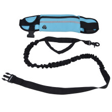 Reflective Elastic Dog Running Belt Bag Set, Sky Blue, Adjustable