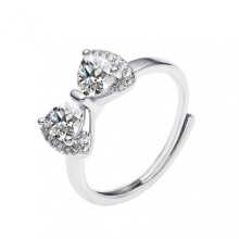 Women Ring Opening Sweet Elegant Adjustable Rhinestone Embedded Bowknot Women Engagement Ring Fashion Jewelry