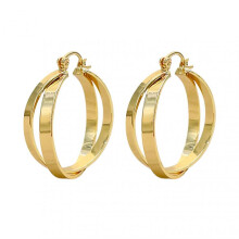 1 Pair Hoop Earrings Dual Cross Rings Geometric Temperament Elegant Polished Gift Alloy Golden Metal Circle Earrings Fashion Jewelry