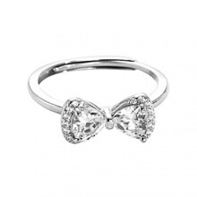 Women Ring Shiny Rhinestone Open Eye-catching All-match Wedding Gift Sweet Ladies Bow Tie Finger Ring Jewelry for Party