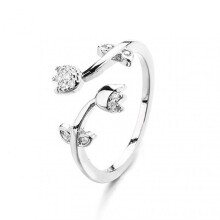 Women Ring Temperament Shiny Rhinestone Inlaid Sparkling Adjustable Opening Decorative Gift Ladies Elegant Tulip Finger Ring Party Jewelry for Dating