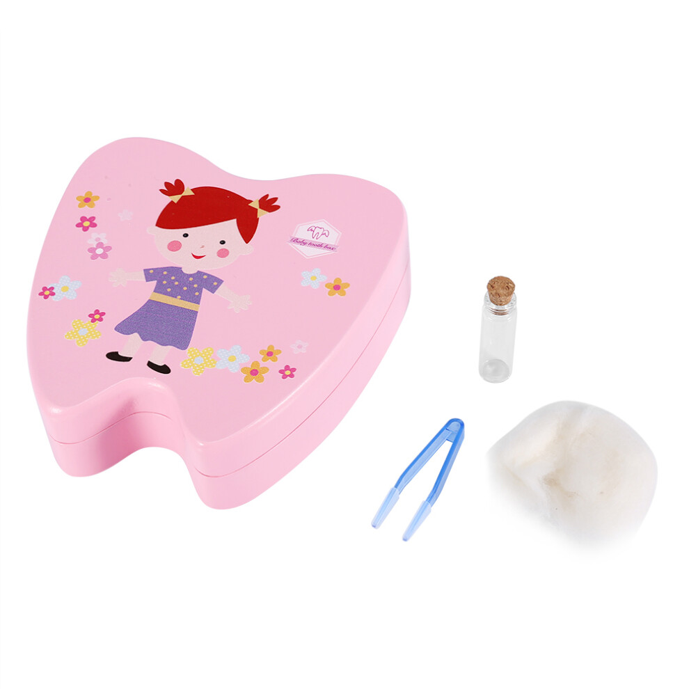 Baby Tooth Box Wooden Children Milk Teeth Pink