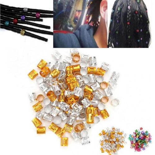 100Pcs Adjustable Hair Braid Cuff Clips Dreadlock Beads Tube Ring Accessories 2