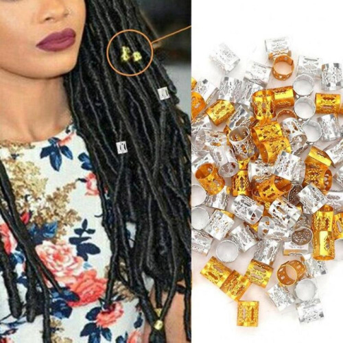 100Pcs Adjustable Hair Braid Cuff Clips Dreadlock Beads Tube Ring Accessories 1