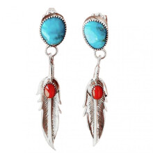 1 Pair Drop Earrings Feather Faux Turquoise Ladies Elegant Long Lasting Dangle Earrings for Banquet