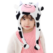 Plush Funny Animal Hat with Ear Flaps for Kids and Teens, Cozy Winter Party Cap, Soft Fleece Material, Cute Design