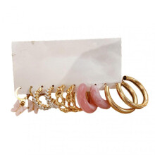 5 Pairs Women Earrings Piercing Eye-catching Wear-resistant Geometric Delicate Charms Decorative Anti-rust Butterfly Hoop Circle Earrings Jewelry