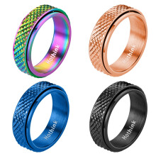 Anxiety Rings Fidget Rings for Women 4Pcs Rainbow Titanium Steel Spinner Rings Size 5-11 6MM for Teen Girls