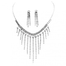 1 Set Tassel Earrings Rhinestone Inlaid Temperament Exquisite Workmanship High Gloss Tassel Decoration Shinny Heavy Dinner Women Jewelry Necklace