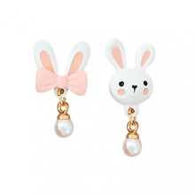 1 Pair Pink Bowknot Rabbit Studs Earrings Faux Pearl Cute Animal Shape Women Teen Girls Earrings Fashion Jewelry Gift