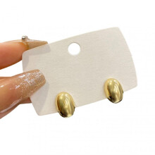 1 Pair Geometric Oval Stud Earrings Shiny Metal Elegant Luxury Golden Lightweight Women Girls Mini Ear Studs Fashion Accessories Gift