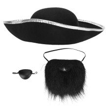 Pirate Costume Hat Fake Mustaches Eye Patch Party