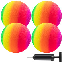 Playground Balls Kickballs 8.5 Inch Rainbow Set for Kids Adults Indoor Outdoor Games with Hand Pump 4 Pack