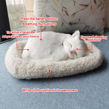 Realistisches schlafendes Katzen-Spielzeug, atmendes Katzenplüschtier, Stofftier mit Matte, Plüschspielzeug für Kinder, Zuhause-Deko