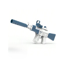 Electric Water Gun Toy M416 Style High-Pressure Spray Water Blaster White and Blue for Outdoor Fun