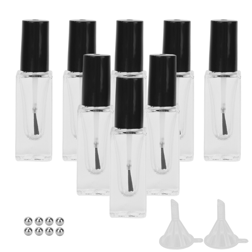 8 Pcs Refillable Nail Polish Bottles Transparent
