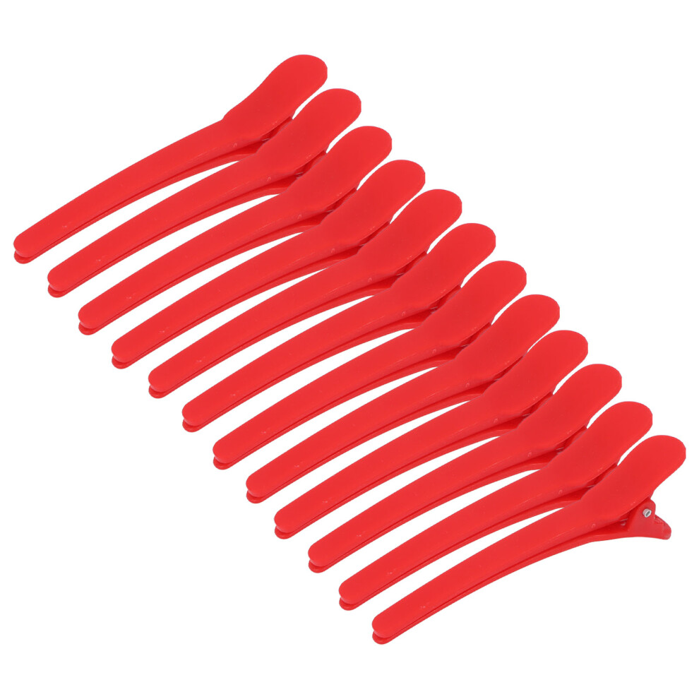 Unisex Red 12Pcs Nonslip Hair Styling Clips Plastic Duckbill