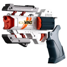 Soft Bullet Toy Revolver Foam Blaster with Darts for Kids, Safe Gun Style Pistol, Blue Educational Gift
