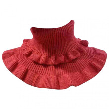 Autumn Winter Women Fake Collar Ruffles Turtleneck Double Layered Solid Color Coldproof Knitting False Collar Wrap Scarf for Daily Wear