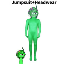(Green,Child 110)Cosplay Incredibox Sprunki Kids Adults Jumpsuits Halloween Costume Bodysuit